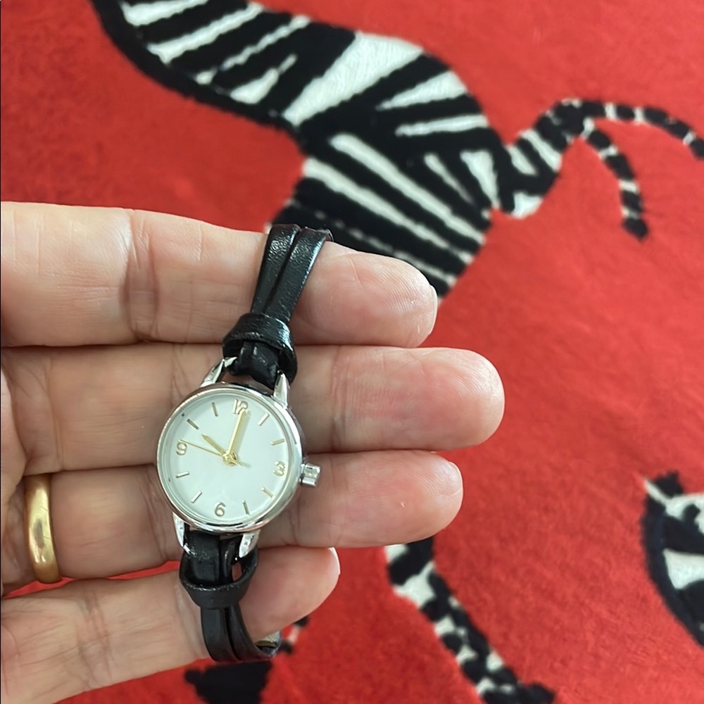 Elegant Black Leather Women's Watch